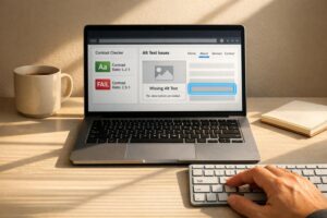 Designer reviewing WCAG accessibility features
